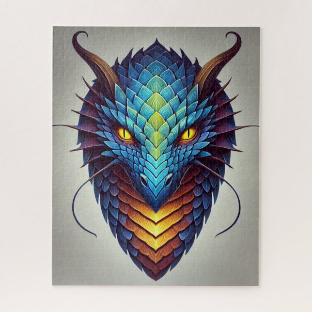 Quebra-cabeça Cabeça de Dragão Azul (Vertical)