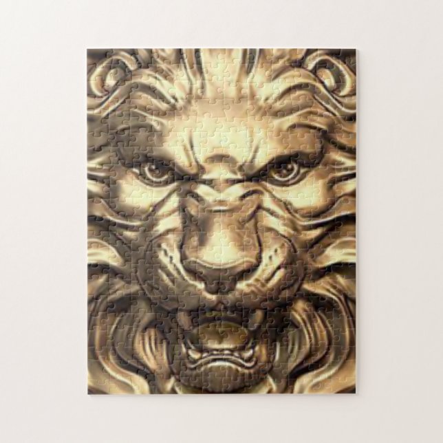 Quebra-cabeça Cabeça de leão dourado rugindo (Vertical)