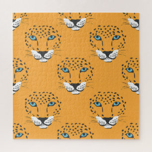 Quebra-cabeça Cabeça de leopardo laranja, padrão perfeito.