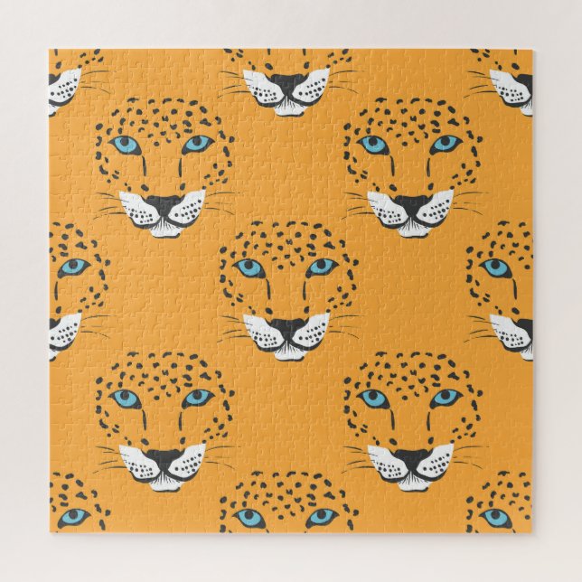 Quebra-cabeça Cabeça de leopardo laranja, padrão perfeito. (Vertical)