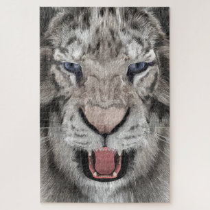 Quebra-cabeça Cabeça de Tigre Branco Estética da Vida Selvagem
