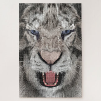 Quebra-cabeça Cabeça de Tigre Branco Estética da Vida Selvagem