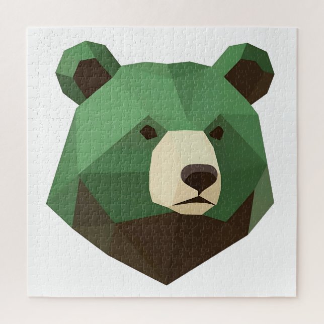 Quebra-cabeça Cabeça de Urso Geométrico Low Poly (Vertical)