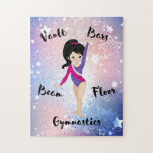 Quebra-cabeça Cabelo Negro, Olhos Azuis, Leotard Roxo