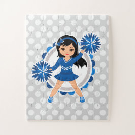 Quebra-cabeça Cabelo Preto Cheerleader Azul - Alegre
