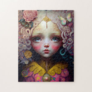Quebra-cabeça Cabelo Rosa Bonito Menina Bonita