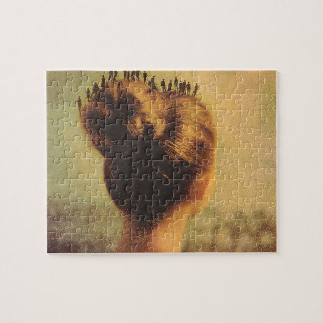 Quebra-cabeça Cabelo Surrealista Com Pessoas Minúsculas (Horizontal)
