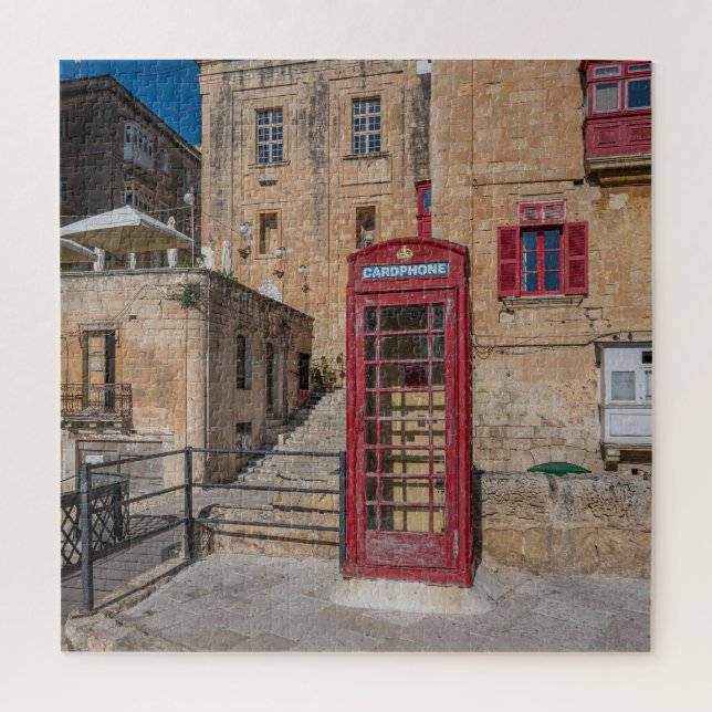 Quebra-cabeça Cabine telefônica vermelha em La Valetta Malta (Vertical)