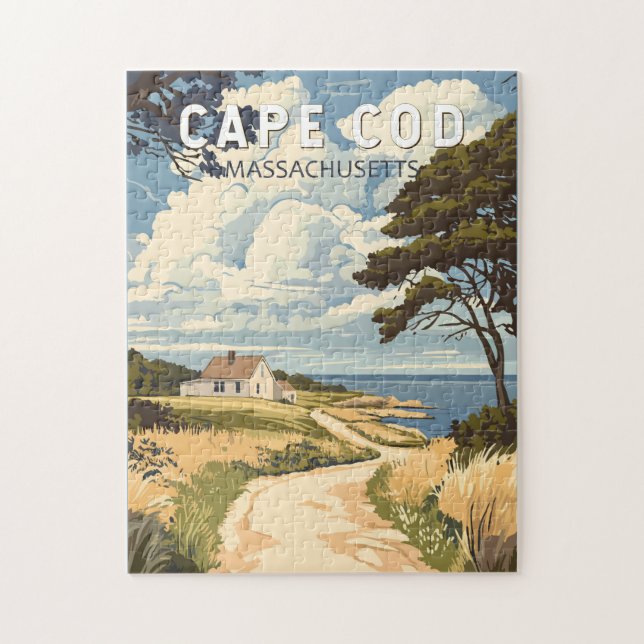 Quebra-cabeça Cabo Cod Massachusetts Viagem Arte Vintage (Vertical)