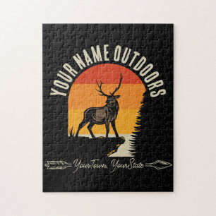 Quebra-cabeça Caça ADD NOME Ao Ar Livre Cervo Alce Acampamento W