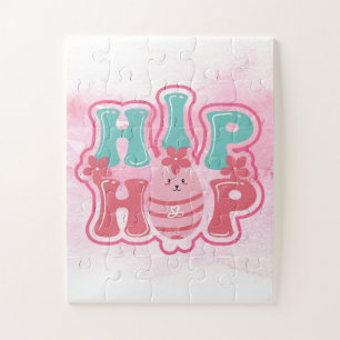 Quebra-cabeça Caça ao Ovo de Coelho Hip Hop Feliz Páscoa Aquarel
