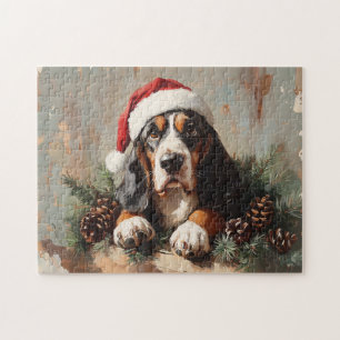 Quebra-cabeça Caça-Basset numa Pintura a Óleo de Santa Hat