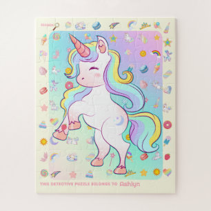 Quebra-cabeça Caça de Objetos de Detetive do Unicorn Personaliza