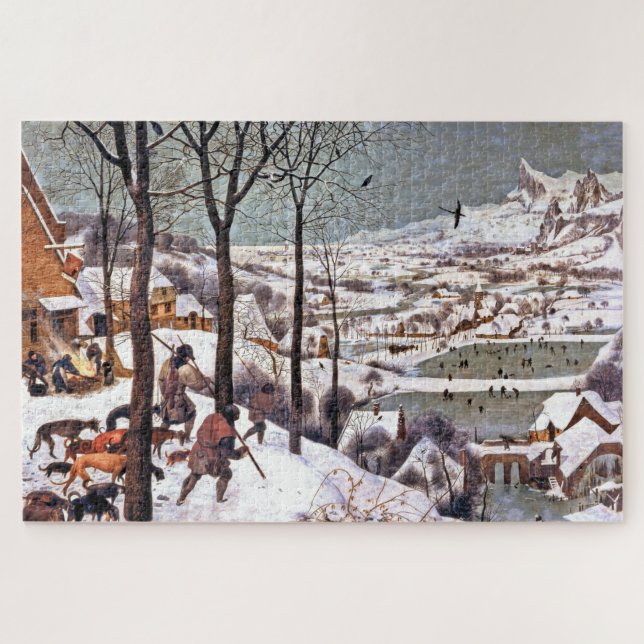 Quebra-cabeça Caçadores na neve (inverno), Pieter Bruegel (Horizontal)