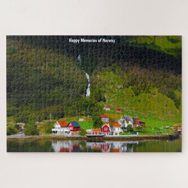 Quebra-cabeça Cachoeira no fiorde da Noruega Escandinávia. Quebr (Horizontal)