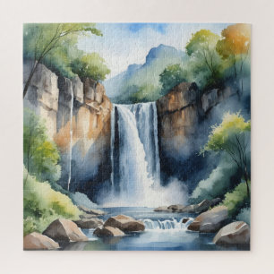 Quebra-cabeça Cachoeira pintada com aquarela
