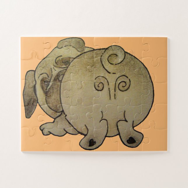 Quebra-cabeça cachorrinho bonito brincar de cachorro castanho (Horizontal)