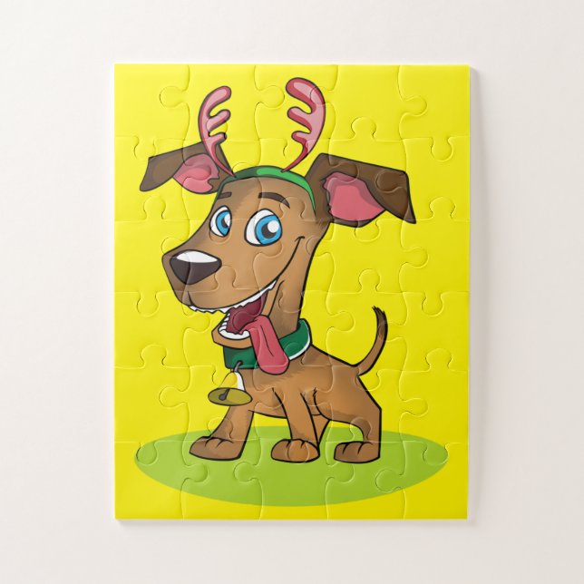 Quebra-cabeça Cachorrinho de desenho animado de Natal (Vertical)