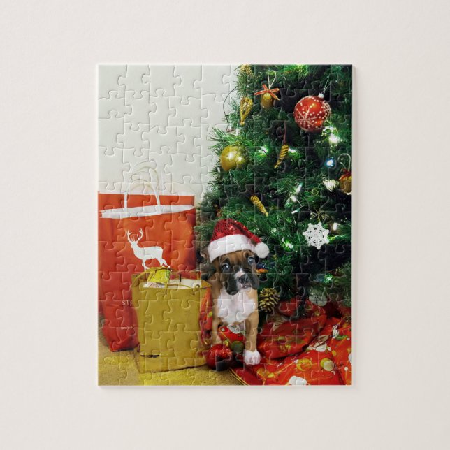 Quebra-cabeça cachorrinho de Natal (Vertical)