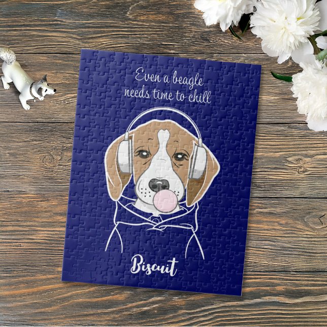 Quebra-cabeça Cachorro Beagle Engraçado Personalizado Relaxando (Criador carregado)