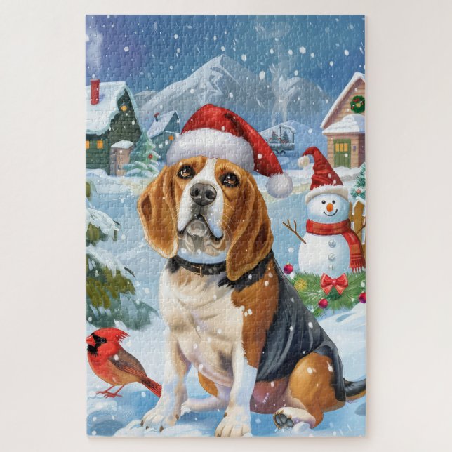 Quebra-cabeça Cachorro Beagle no Natal Terra de Maravilhas de In (Vertical)