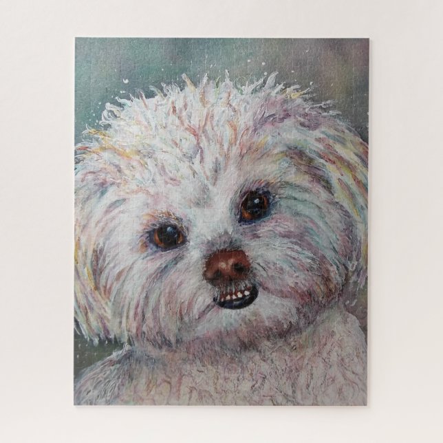 Quebra-cabeça Cachorro Branco e Bonito (Vertical)