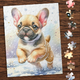 Quebra-cabeça Cachorro Branco Jogado Feliz Natal
