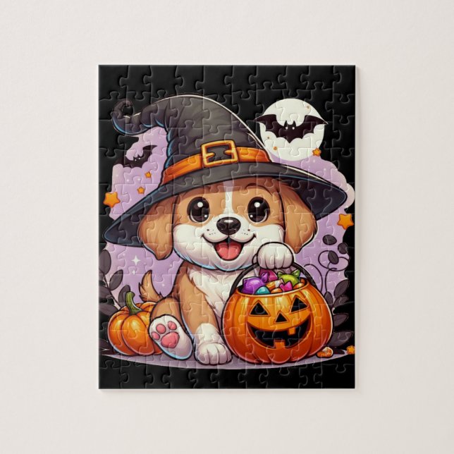 Quebra-cabeça Cachorro/cachorrinho de Halloween bonito (Vertical)