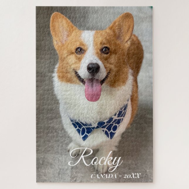 Quebra-cabeça cachorro com nome & foto personalizados  (Vertical)
