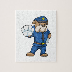 Quebra-cabeça Cachorro como agente da polícia com uniforme