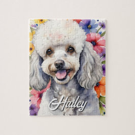 Quebra-cabeça Cachorro da Família Poodle Aquarela Floral Colorid
