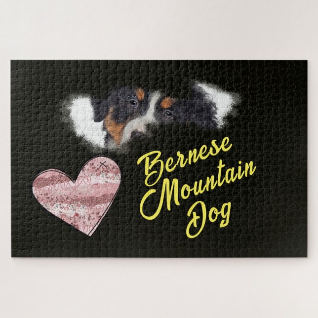 Quebra-cabeça Cachorro da Montanha Bernese Olhos Sólidos Cor 100 (Horizontal)