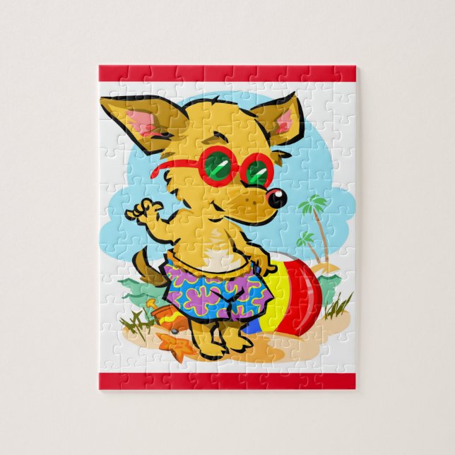 Quebra-cabeça Cachorro da Praia Funny Chihuahua (Vertical)