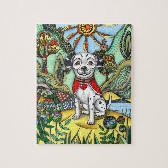 Quebra-cabeça Cachorro Dálmata Caprichoso Jigsaw de Outono Pu (Vertical)