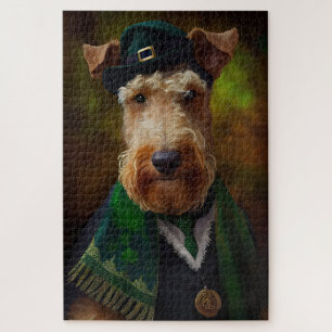 Quebra-cabeça Cachorro de Airedale na Rua. Dia de Patrick