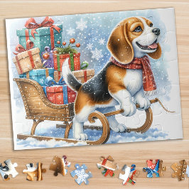 Quebra-cabeça Cachorro de Beagle Cachorro de Natal