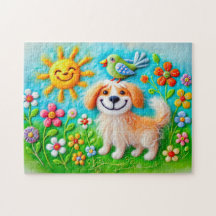 Cachorro de Feltro Aproveitando o Sol de Verão