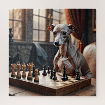 Cachorro De Greyhound, Italiano, Jogando Xadrez