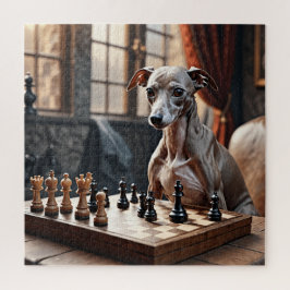 Quebra-cabeça Cachorro De Greyhound, Italiano, Jogando Xadrez