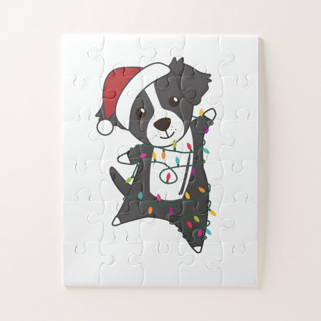 Quebra-cabeça Cachorro de Natal da Fronteira Cachorro de inverno (Vertical)