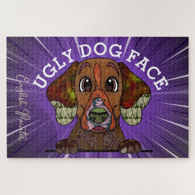 Quebra-cabeça Cachorro feio cara de Pointer Inglês 1000 peças (Horizontal)