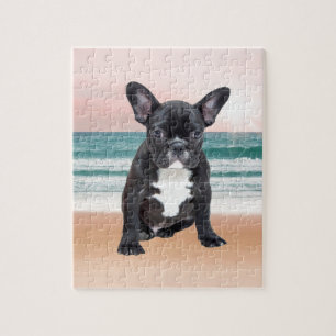 Quebra-cabeça Cachorro francês Bulldog Praia Sol Água
