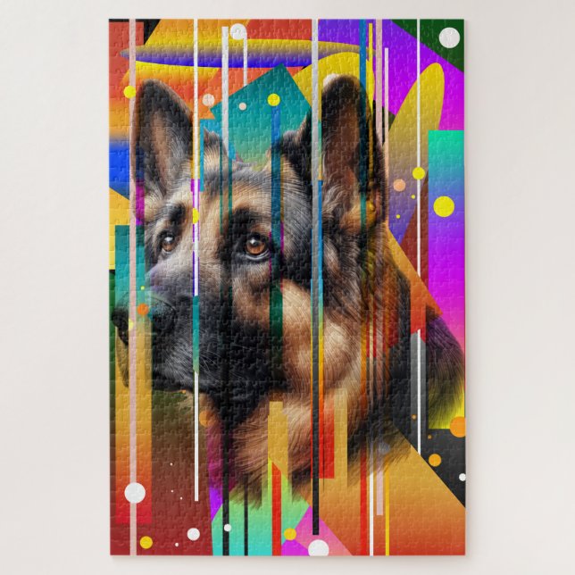 Quebra-cabeça Cachorro Geométrico Moderno   (Vertical)