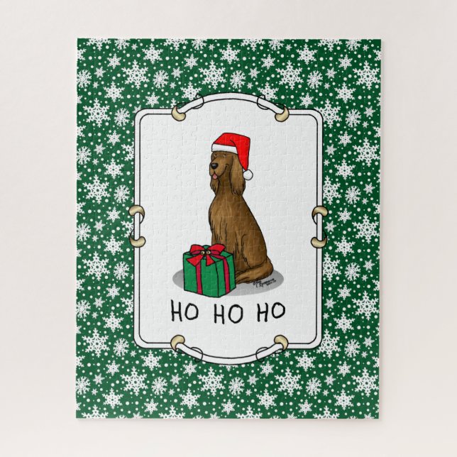 Quebra-cabeça Cachorro Irlandês de Natal Santa Hat (vermelho 1) (Vertical)