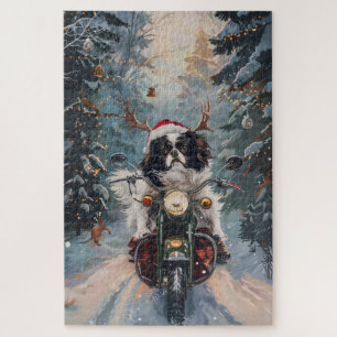 Quebra-cabeça Cachorro Japonês Chin Andando de Moto Natal