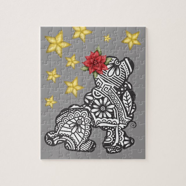 Quebra-cabeça Cachorro Mandala com Estrelas (Vertical)