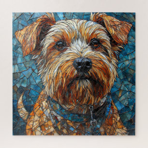 Quebra-cabeça Cachorro Mosaico Arte Vibrante no Estilo de Vitral