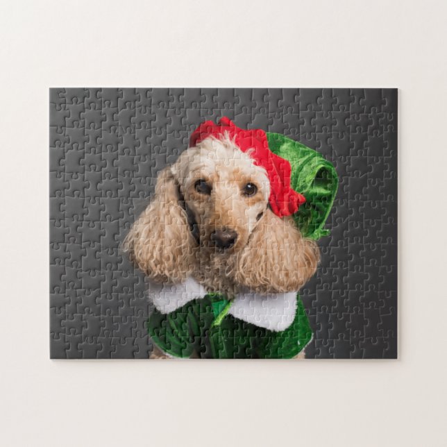 Quebra-cabeça Cachorro na Figurina de Elf (Horizontal)