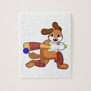 Quebra-cabeça Cachorro no Cricket com morcego de Cricket