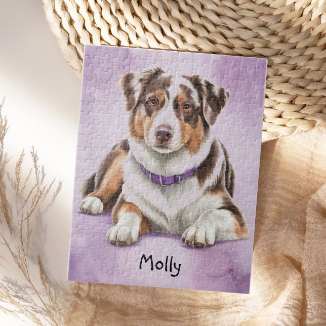 Quebra-cabeça Cachorro Personalizado Adorável Australian Shepher (Criador carregado)